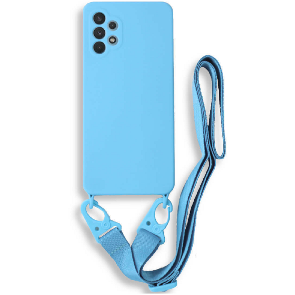 Bodycell Θήκη Σιλικόνης με Λουράκι Λαιμού - Samsung Galaxy A72 - Light Blue (5206015001697)