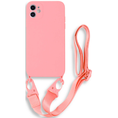 Bodycell Θήκη Σιλικόνης με Λουράκι Λαιμού - Apple iPhone 11 - Pink (5206015000157)