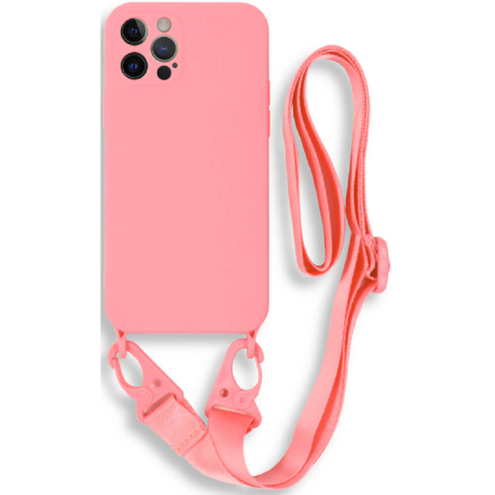 Bodycell Θήκη Σιλικόνης με Λουράκι Λαιμού - Apple iPhone 12 Pro - Pink (5206015000249)