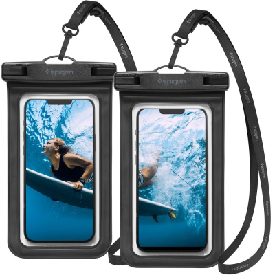 Spigen A601 Universal Waterproof - Αδιάβροχη Θήκη για Κινητά έως 6.8'' - IPX8 - Black - 2 Τεμάχια (AMP04523)