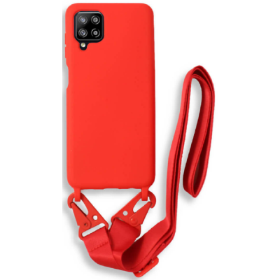 Bodycell Θήκη Σιλικόνης με Λουράκι Λαιμού - Samsung Galaxy A42 5G - Red (5206015001512)