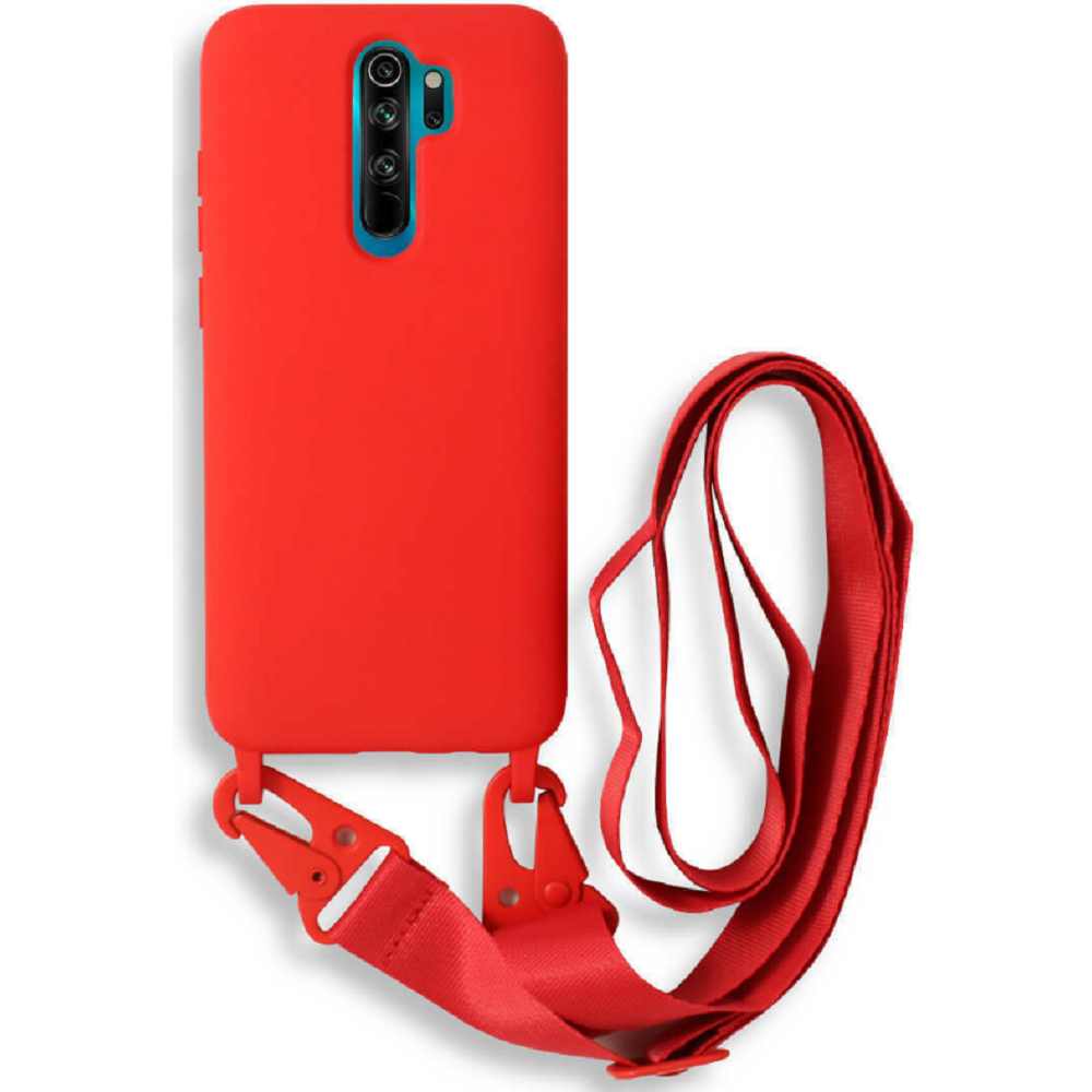Bodycell Θήκη Σιλικόνης με Λουράκι Λαιμού - Xiaomi Redmi Note 8 Pro - Red (5206015002397)