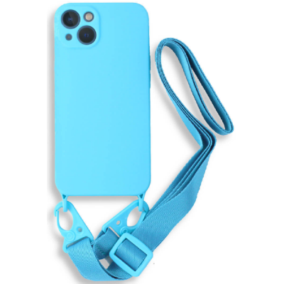 Bodycell Θήκη Σιλικόνης με Λουράκι Λαιμού - Apple iPhone 13 - Light Blue (5206015000287)
