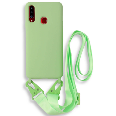 Bodycell Θήκη Σιλικόνης με Λουράκι Λαιμού - Samsung Galaxy A20s - Green (5206015001178)