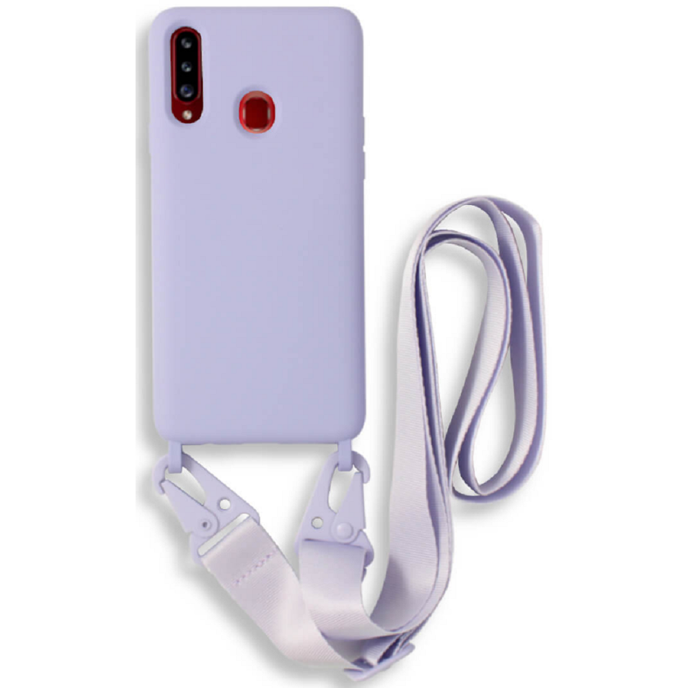 Bodycell Θήκη Σιλικόνης με Λουράκι Λαιμού - Samsung Galaxy A20s - Violet (5206015001208)