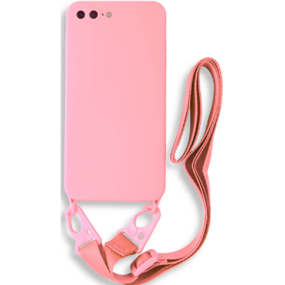 Bodycell Θήκη Σιλικόνης με Λουράκι Λαιμού - Apple iPhone 8 Plus / 7 Plus - Pink (5206015000393)