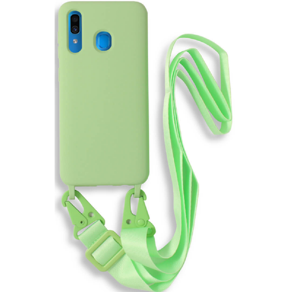 Bodycell Θήκη Σιλικόνης με Λουράκι Λαιμού - Samsung Galaxy A30 - Green (5206015001314)