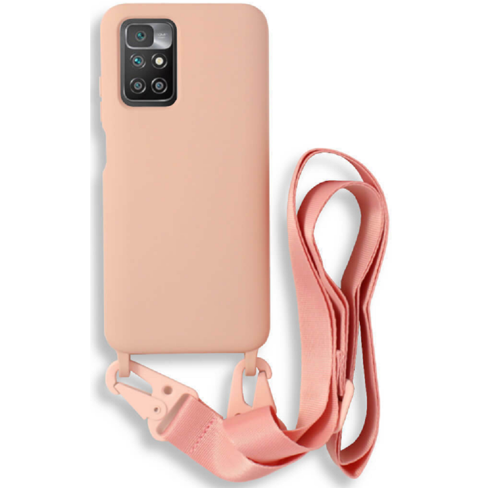 Bodycell Θήκη Σιλικόνης με Λουράκι Λαιμού - Xiaomi Redmi 10 / Redmi 10 2022 - Pink (5206015002731)