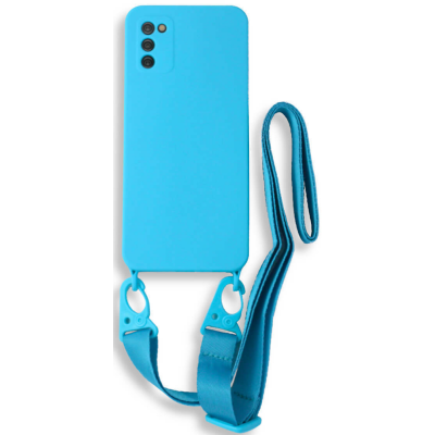 Bodycell Θήκη Σιλικόνης με Λουράκι Λαιμού - Samsung Galaxy A02s - Light Blue (5206015000478)