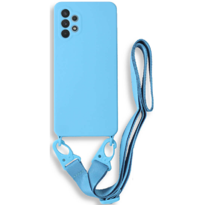 Bodycell Θήκη Σιλικόνης με Λουράκι Λαιμού - Samsung Galaxy A52 / A52s 5G - Blue (5206015001574)