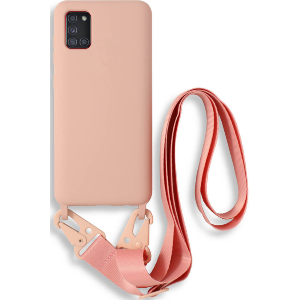 Bodycell Θήκη Σιλικόνης με Λουράκι Λαιμού - Samsung Galaxy A31 - Pink (5206015001369)