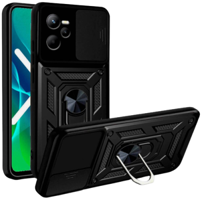 Bodycell Armor Slide - Ανθεκτική Θήκη Realme C35 με Κάλυμμα για την Κάμερα & Μεταλλικό Ring Holder - Black (5206015010118)