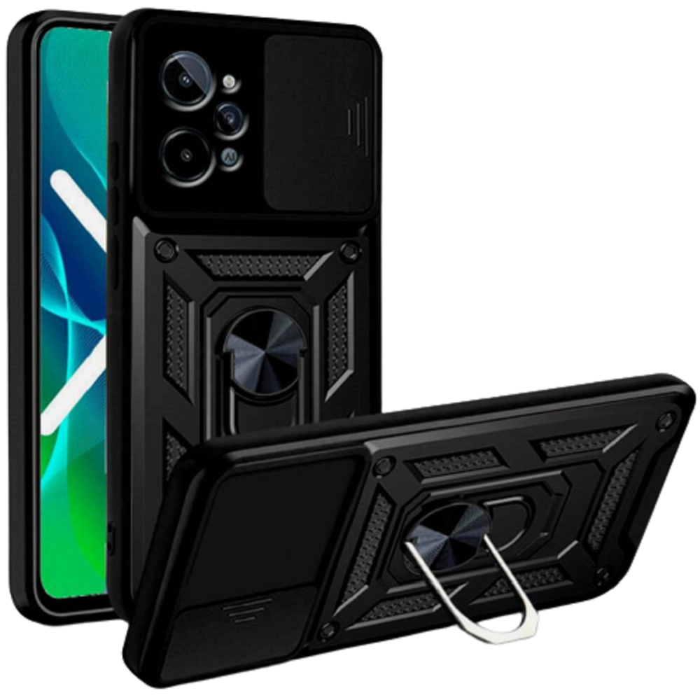 Bodycell Armor Slide - Ανθεκτική Θήκη Realme C31 με Κάλυμμα για την Κάμερα & Μεταλλικό Ring Holder - Black (5206015010057)