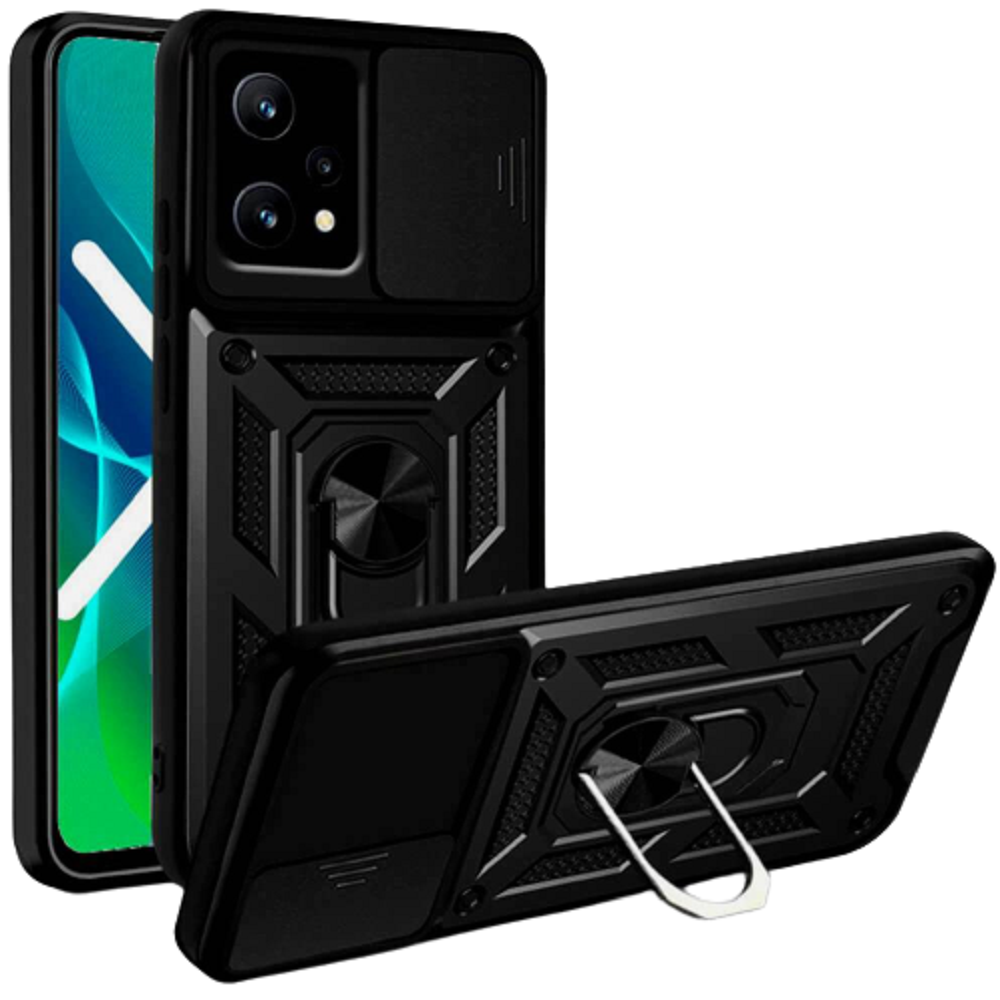 Bodycell Armor Slide - Ανθεκτική Θήκη Realme 9 5G / 9 Pro με Κάλυμμα για την Κάμερα & Μεταλλικό Ring Holder - Black (5206015009754)