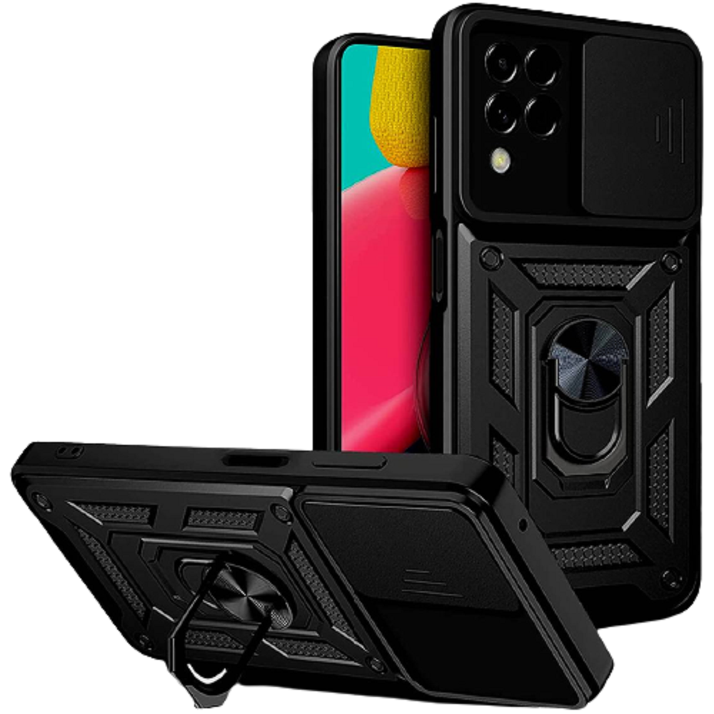 Bodycell Armor Slide - Ανθεκτική Θήκη Samsung Galaxy M33 με Κάλυμμα για την Κάμερα & Μεταλλικό Ring Holder - Black (5206015010712)
