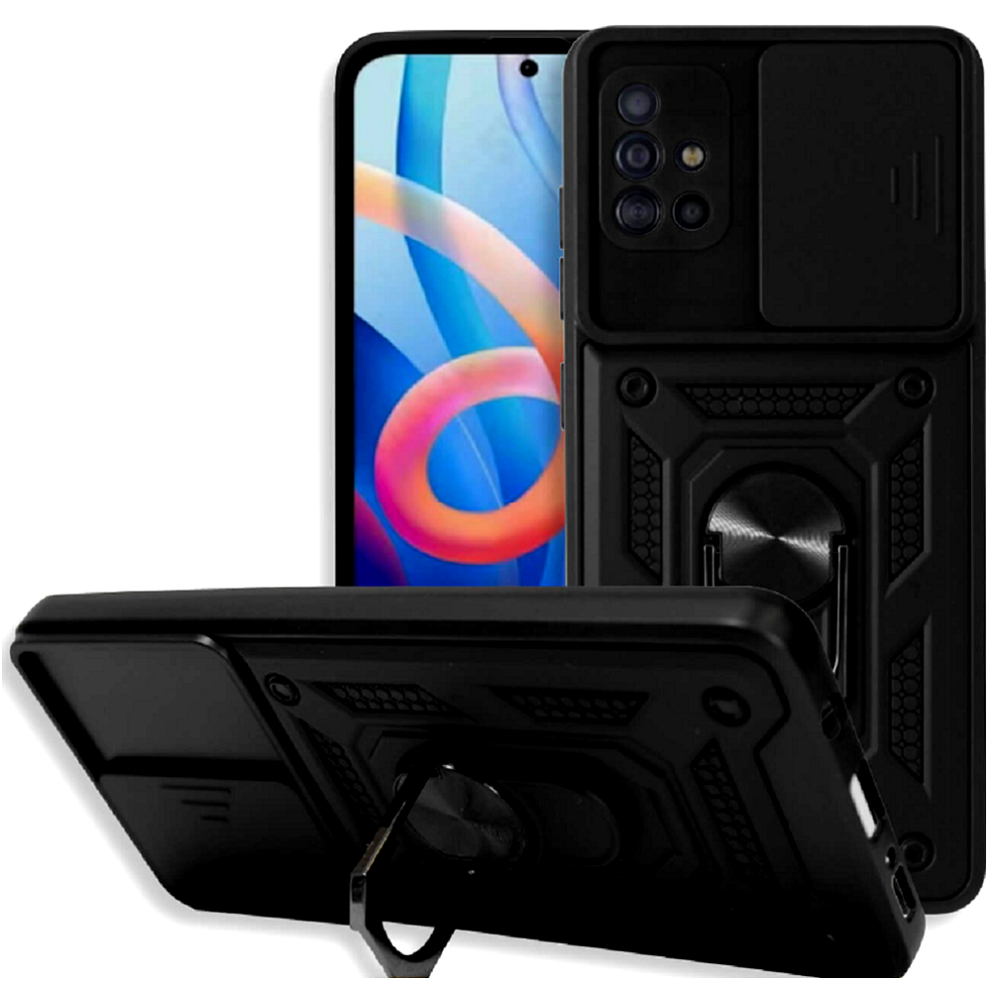 Bodycell Armor Slide - Ανθεκτική Θήκη Samsung Galaxy A51 με Κάλυμμα για την Κάμερα & Μεταλλικό Ring Holder - Black (5206015010705)
