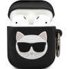 Karl Lagerfeld Embossed Logo Choupette Head Collection - Θήκη Σιλικόνης για AirPods 2nd Gen / 1st Gen - Black (KLACA2SILCHBK)