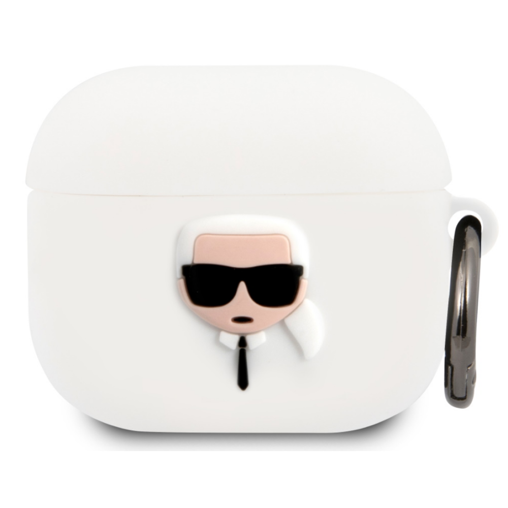 Karl Lagerfeld Embossed Logo Karl's Head Collection - Θήκη Σιλικόνης για AirPods 3rd Gen - White (KLACA3SILKHWH)