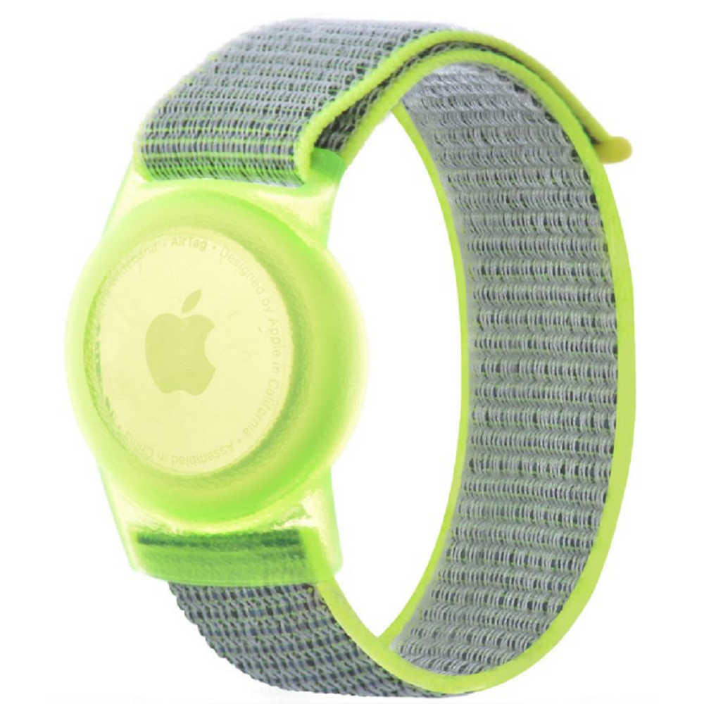 Tech Protect Nylon for Kids - Λουράκι / Θήκη Καρπού Apple AirTag για Παιδιά - Lime (9589046926099)