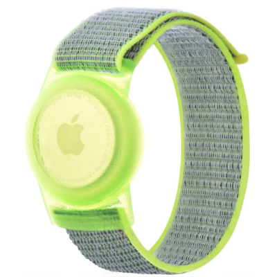 Tech Protect Nylon for Kids - Λουράκι / Θήκη Καρπού Apple AirTag για Παιδιά - Lime (9589046926099)
