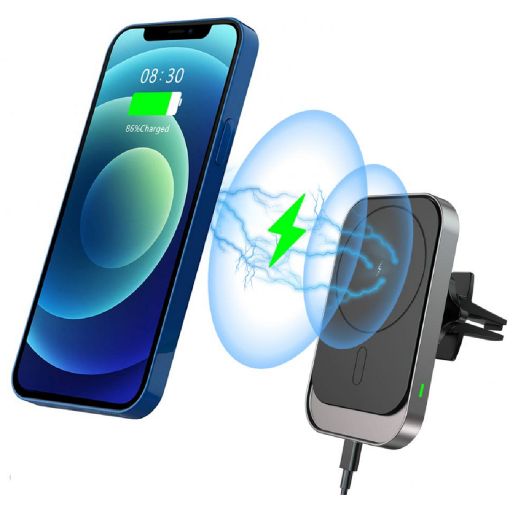 Tech-Protect CW19 - Μαγνητική Βάση Ασύρματης Φόρτισης για Κινητά MagSafe για Αεραγωγούς Αυτοκινήτων - 15W - Black (6216990211096)