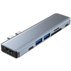 Tech-Protect V5 Hub Adapter 7 in 1 - Type-C Αντάπτορας Αλουμινίου Με 2 x USB-A / 2 x Type-C / 1 x 4K HDMI / 1 x SD & MicroSD - Grey (9589046919305)