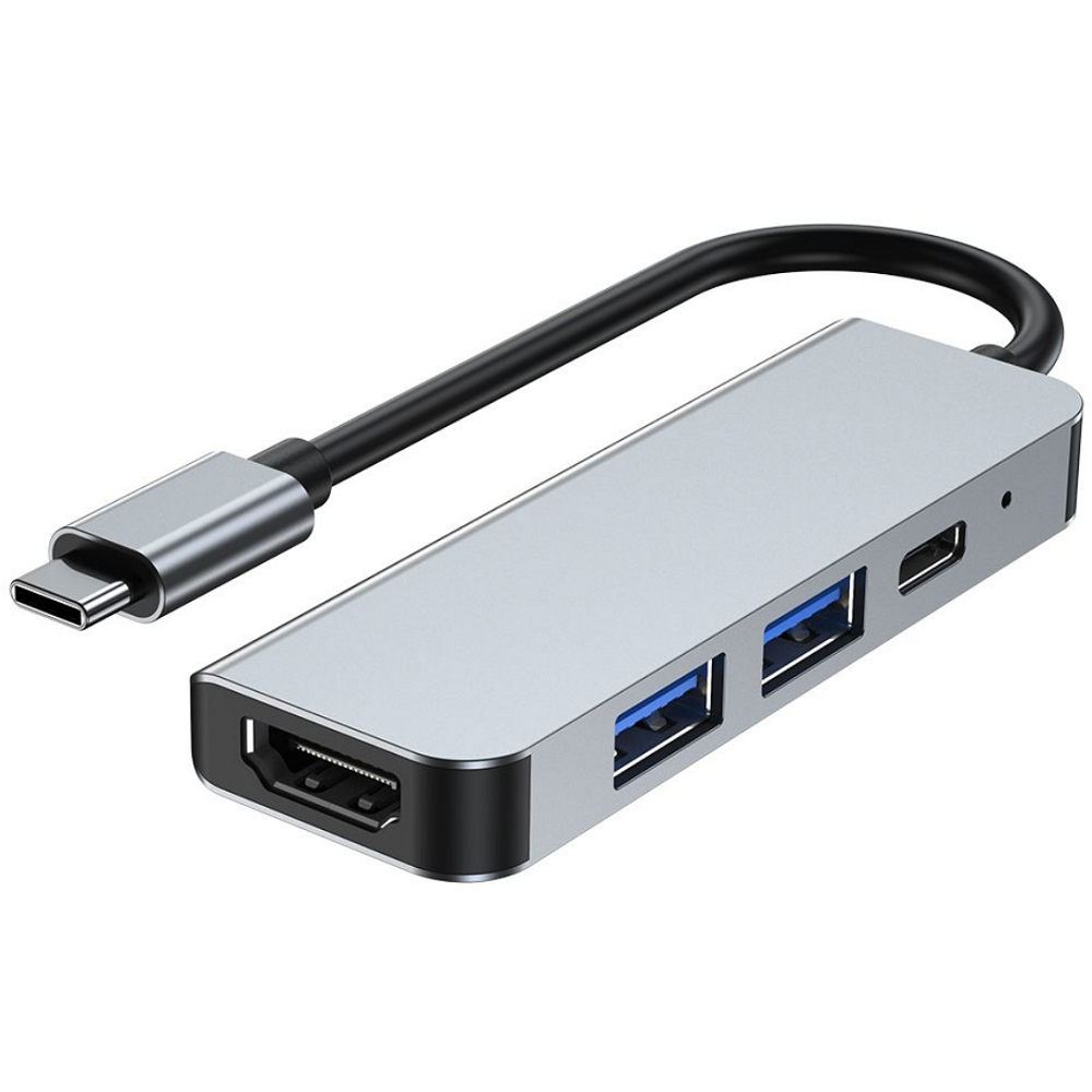 Tech-Protect V2 Hub Adapter 4 in 1 - Type-C Αντάπτορας Αλουμινίου Με 2 x USB-A / 1 x Type-C / 1 x 4K HDMI - Grey (9589046919350)