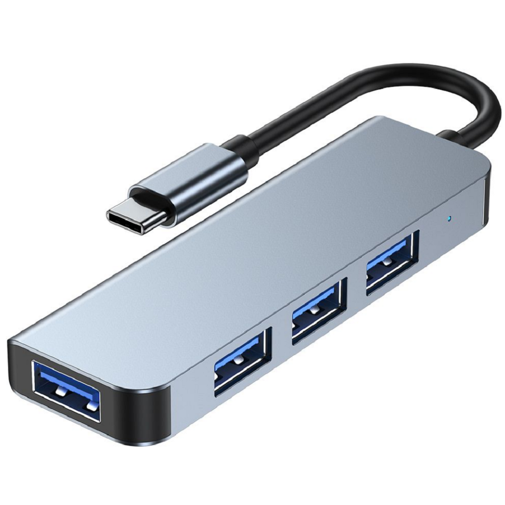 Tech-Protect V1 Hub Adapter 4 in 1 - Type-C Αντάπτορας Αλουμινίου Με 4 x USB-A - Grey (9589046919367)