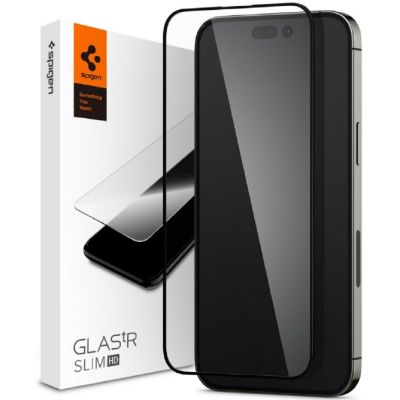 Spigen GLAS.tR Slim HD - Αντιχαρακτικό Fullface Γυάλινο Tempered Glass - Apple iPhone 14 Pro - Black (AGL05221)