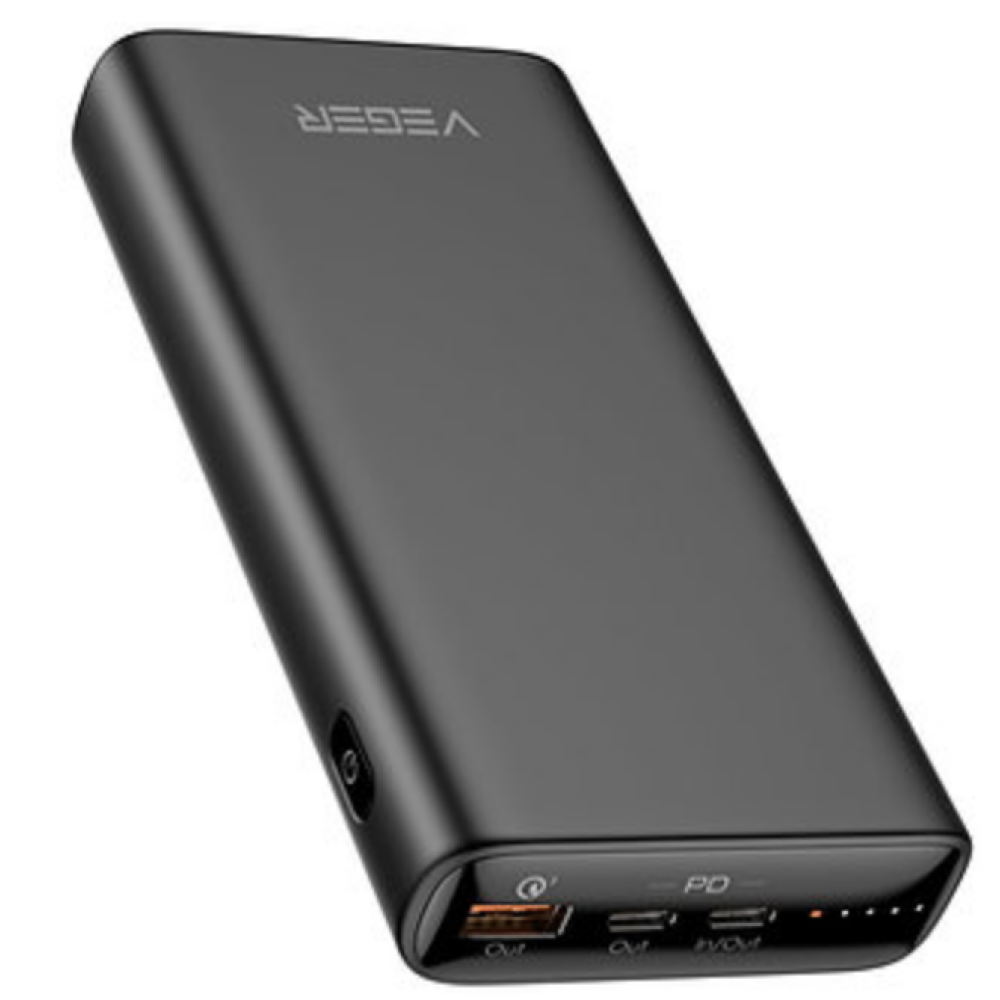 Veger PowerBank T65A - Φορητή Μπαταρία Φόρτισης με 1 x USB-Α / 2 x Type-C - 20000mAh - 65W - Black (VP2032C)