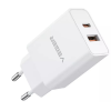 Veger Fast Charger - Ταχυφορτιστής Ταξιδιού / Αντάπτορας Με 1x Type-C / 1 x USB-A - 30W - White (VLS302U)