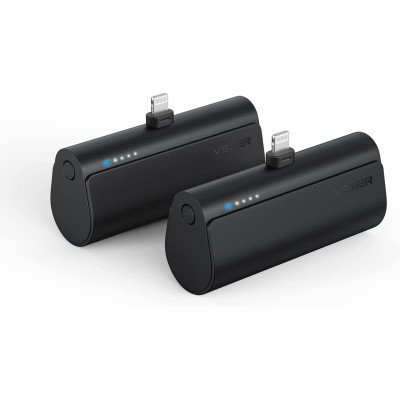 Veger PowerBank PlugOn-L - Φορητή Μπαταρία Φόρτισης με Ενσωματωμένο Lightning - 5000mAh - 20W - Black (V0556P)
