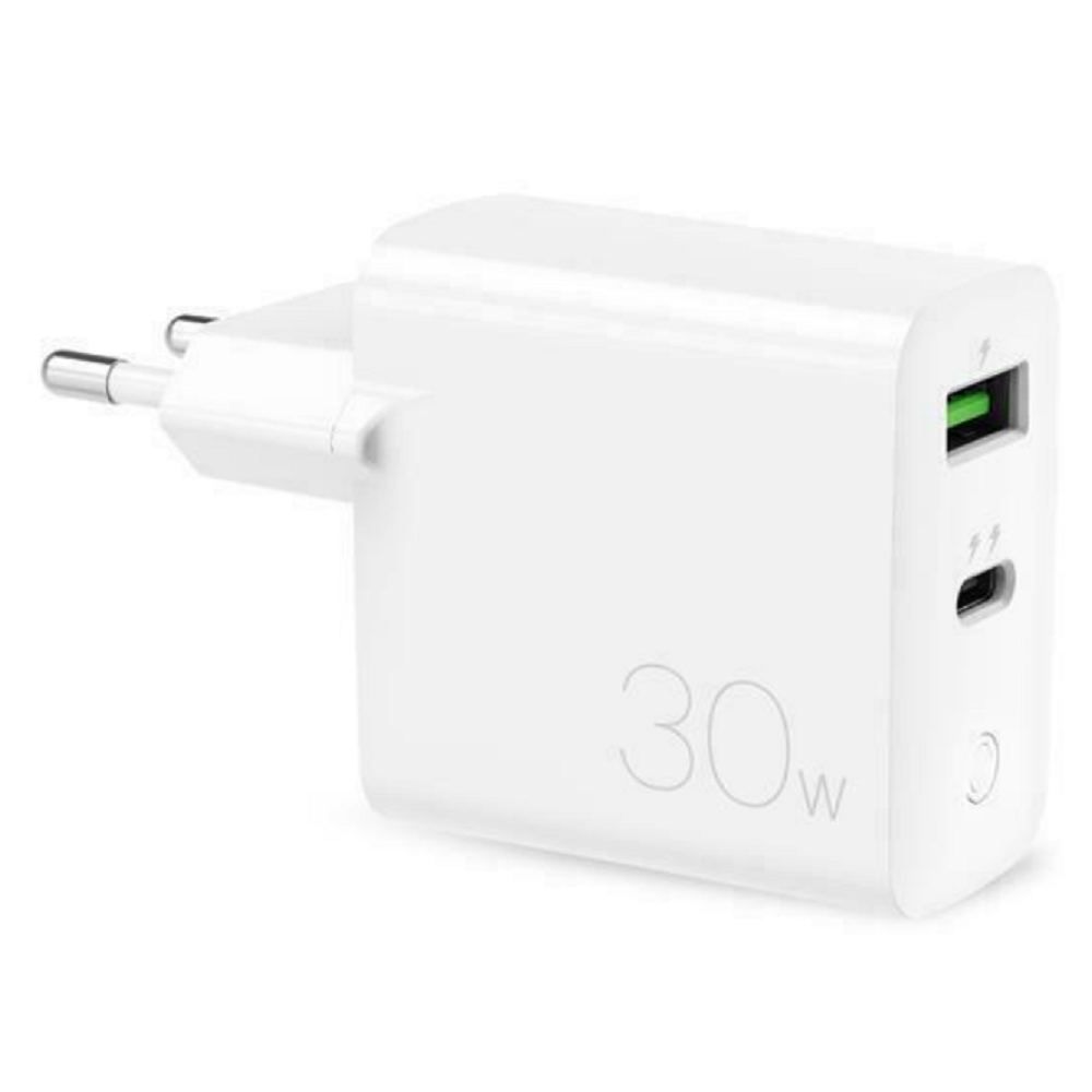 Puro Wall Charger - Ταχυφορτιστής Ταξιδιού / Αντάπτορας με 1x Type-C / 1 x USB-A - 30W - White (FCMTCUSBAC30WPD-WHI)