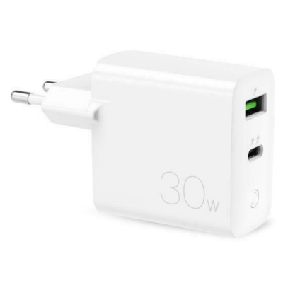 Puro Wall Charger - Ταχυφορτιστής Ταξιδιού / Αντάπτορας με 1x Type-C / 1 x USB-A - 30W - White (FCMTCUSBAC30WPD-WHI)