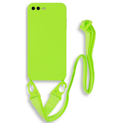Bodycell Θήκη Σιλικόνης με Λουράκι Λαιμού - Apple iPhone 8 Plus / 7 Plus - Light Green (5206015000386)