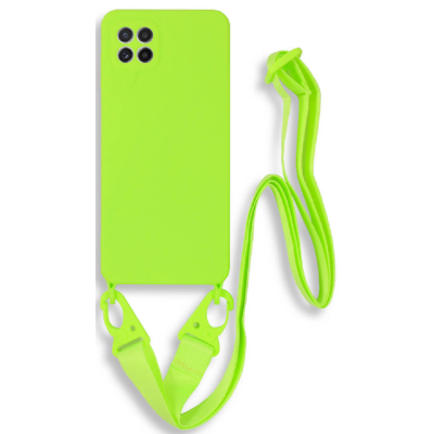 Bodycell Θήκη Σιλικόνης με Λουράκι Λαιμού - Samsung Galaxy A22 5G - Light Green (5206015001291)