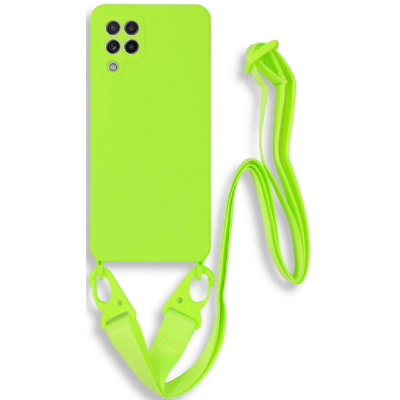 Bodycell Θήκη Σιλικόνης με Λουράκι Λαιμού - Samsung Galaxy A22 4G - Light Green (5206015001260)