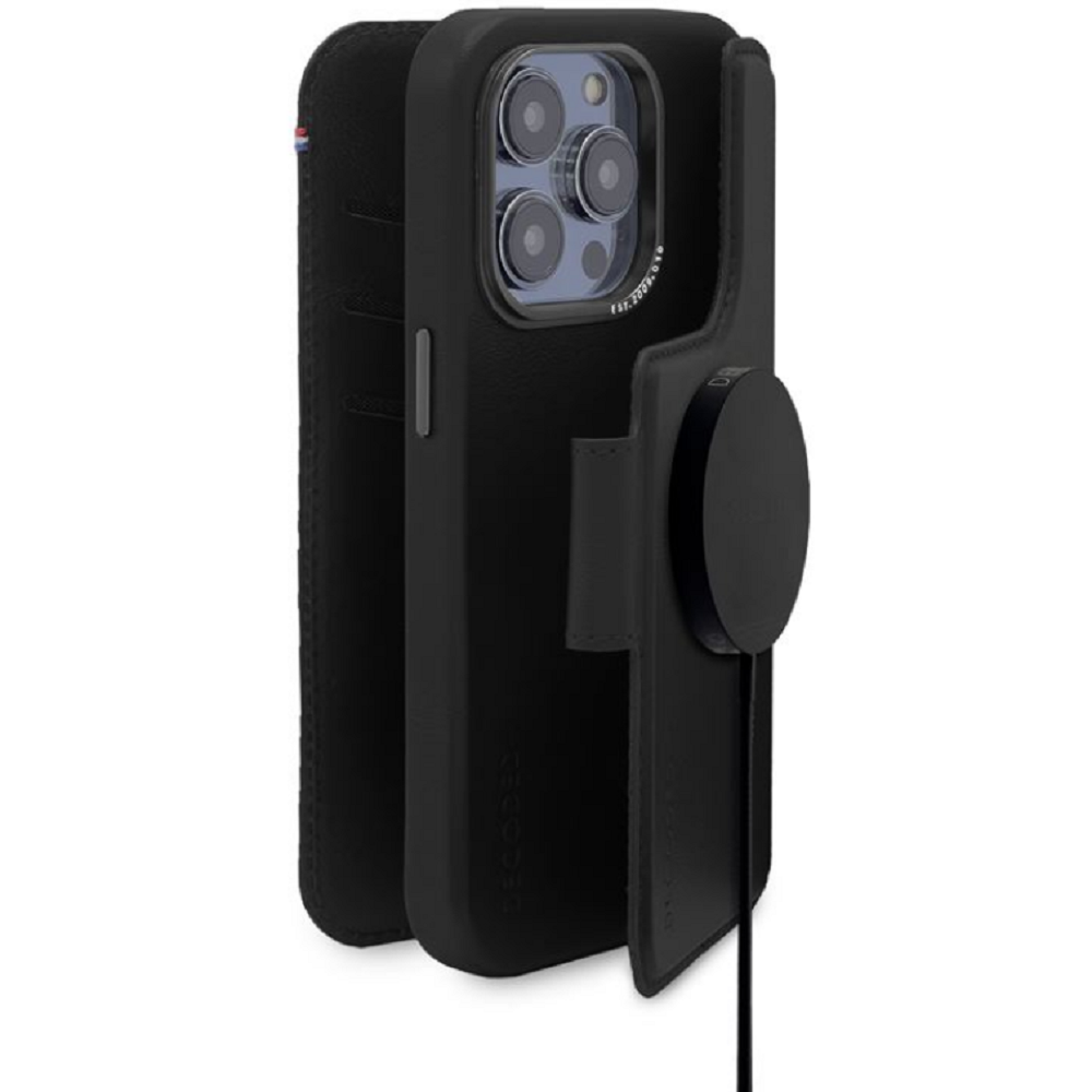 Decoded Leather Detachable Wallet - Ανθεκτική Δερμάτινη Θήκη / Πορτοφόλι MagSafe 2 σε 1 - Apple iPhone 14 Pro Max - Black (D23IPO14PMDW5BK)