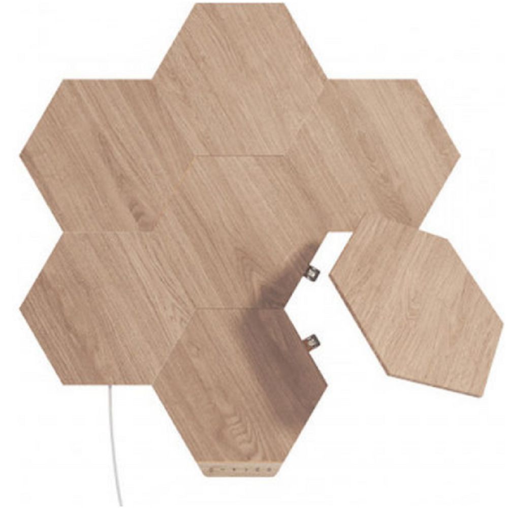 Nanoleaf Elements Wood Look Hexagons Starter Kit - Αρθρωτές Συνθέσεις LED Φωτισμού - 7 Τεμάχια (NL52-K-7002HB-7PK)