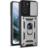Bodycell Armor Slide - Ανθεκτική Θήκη Samsung Galaxy S21 5G με Κάλυμμα για την Κάμερα & Μεταλλικό Ring Holder - Silver (5206015014444)