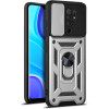 Bodycell Armor Slide - Ανθεκτική Θήκη Xiaomi Redmi 9 με Κάλυμμα για την Κάμερα & Μεταλλικό Ring Holder - Silver (5206015015205)