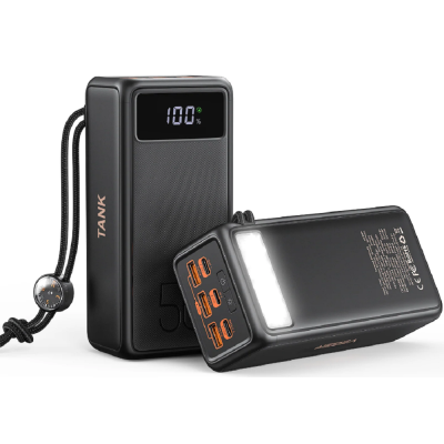 Veger Tank Boost PowerBank με Ψηφιακή Οθόνη LED / Φακό & Πυξίδα - Φορητή Μπαταρία Φόρτισης με 3 x USB-Α / 2 x Type-C - 56000mAh - 100W - Black (VP5001C)