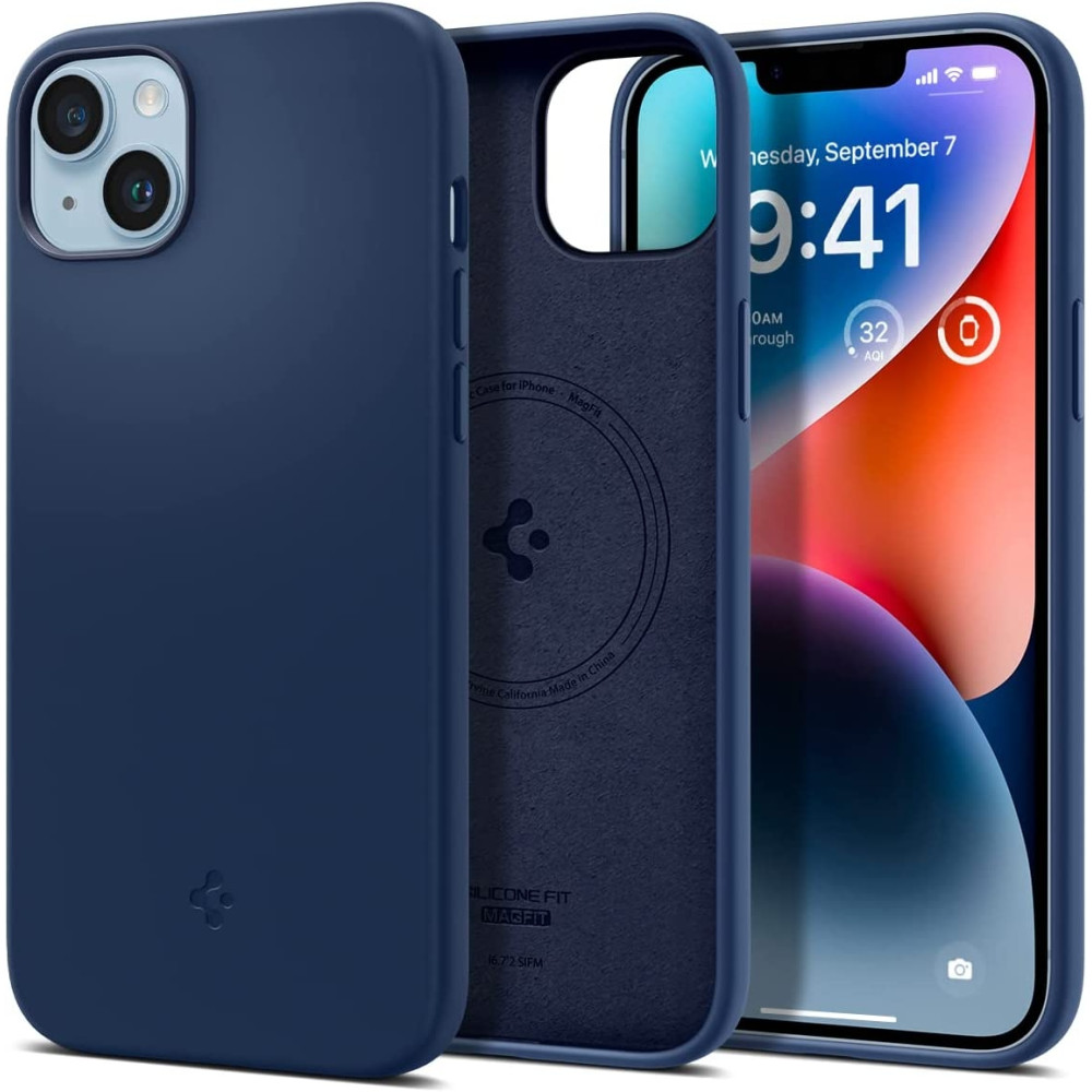 Spigen Silicone Fit MagFit - MagSafe Θήκη Σιλικόνης Apple iPhone 15 Plus / 14 Plus - Navy Blue (ACS04921)
