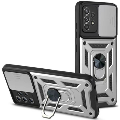 Bodycell Armor Slide - Ανθεκτική Θήκη Samsung Galaxy A32 5G με Κάλυμμα για την Κάμερα & Μεταλλικό Ring Holder - Silver (5206015014314)