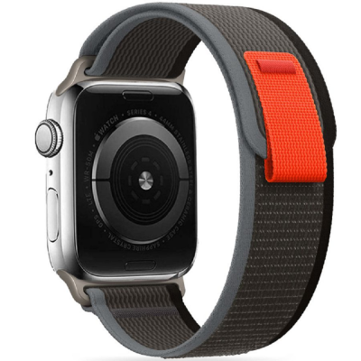 Tech-Protect Nylon Λουράκι - Apple Watch Ultra/SE/11/10/9/8/7/6/5/4 (49/46/45/44mm) - Black / Orange (9490713929742)