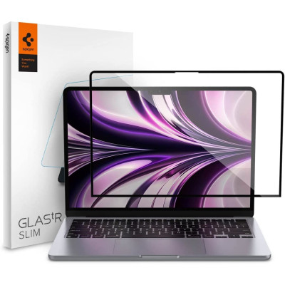 Spigen GLAS.tR Slim - Αντιχαρακτικό Fullface Γυάλινο Tempered Glass Οθόνης - Apple MacBook Air M2 13.6" 2022 - Black (AGL05504)