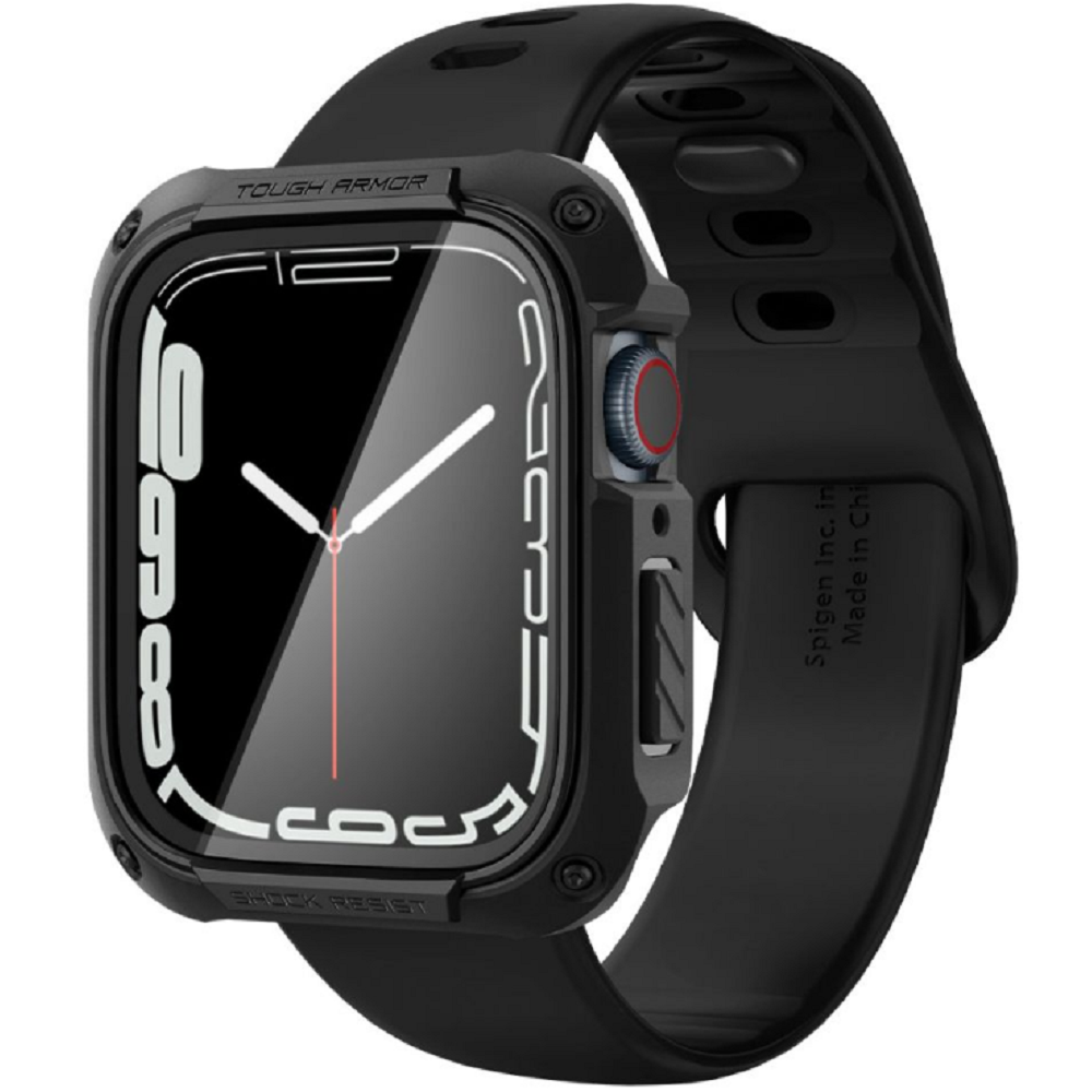 Spigen Tough Armor - Θήκη με Tempered Glass Apple Watch 9 / 8 / 7 45mm - Black (ACS04183)