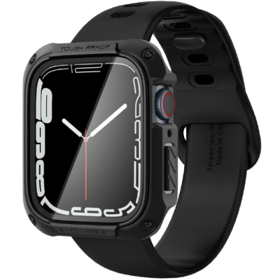 Spigen Tough Armor - Θήκη με Tempered Glass Apple Watch 9 / 8 / 7 45mm - Black (ACS04183)