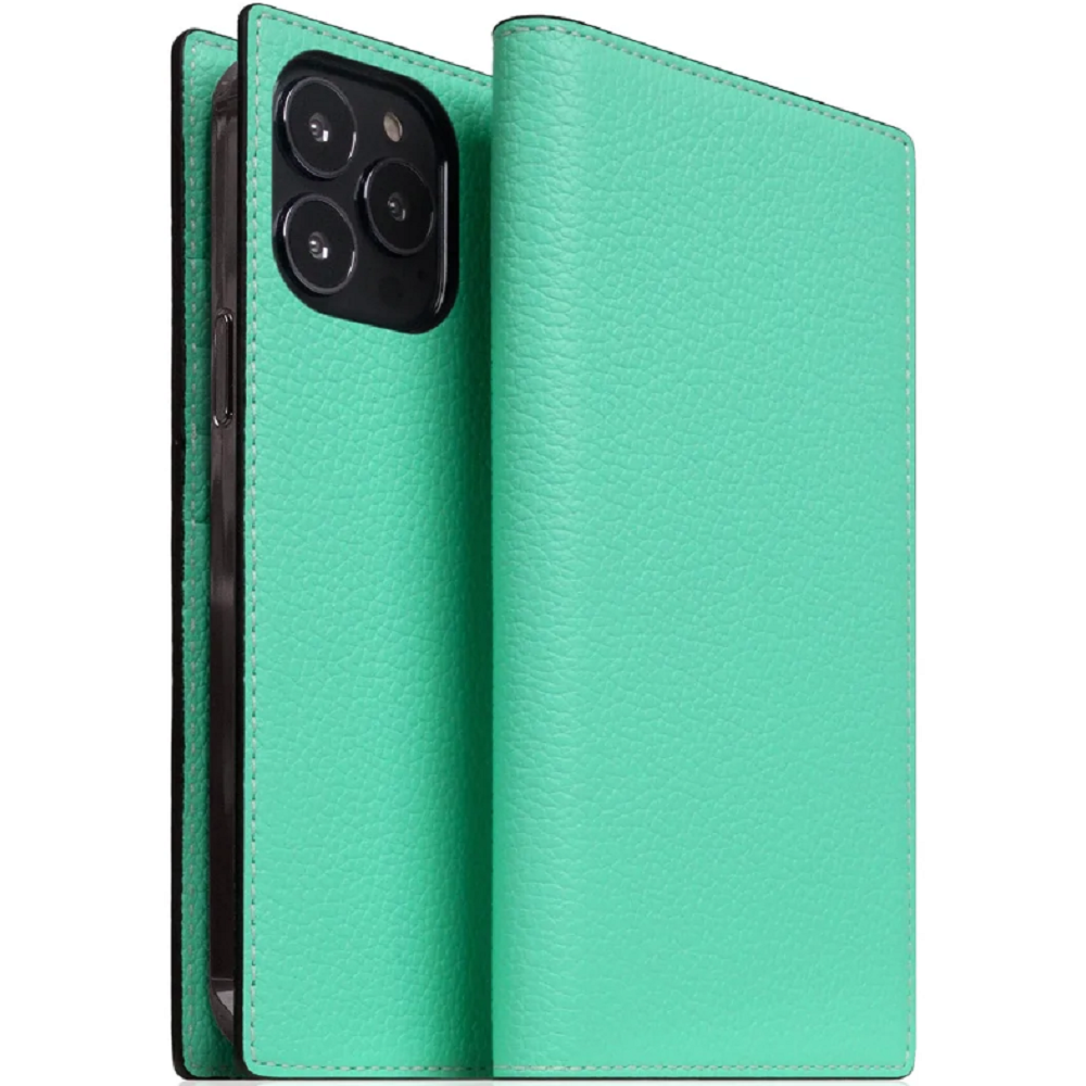 SLG Design D8 Neon Full Grain Leather - Δερμάτινη Θήκη - Πορτοφόλι Flip Apple iPhone 14 Pro Max - Teal (SD-D8N-DC-IP14PM-TL)