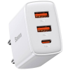 Baseus Compact Quick Charger - Φορτιστής Ταξιδιού με 2 x USB-A / 1 x Type-C - 30W - White (CCXJ-E02)